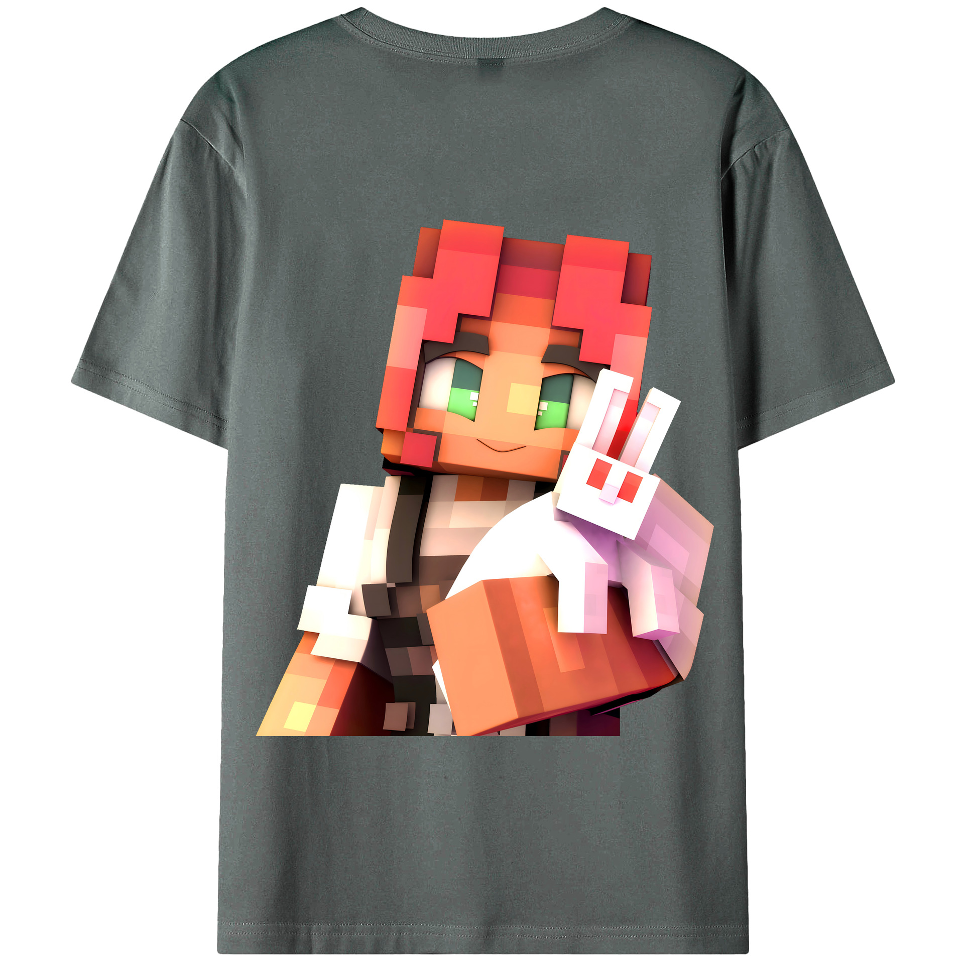 （画像用） マインクラフト ブロックの世界 Minecraft MC Block world 綿100％半袖Tシャツ（背面プリント）